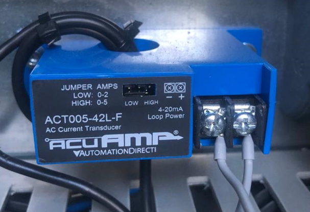 I need a transducer (preferably from AcuAmp) for converting the Amp signal to mA signal for PLC